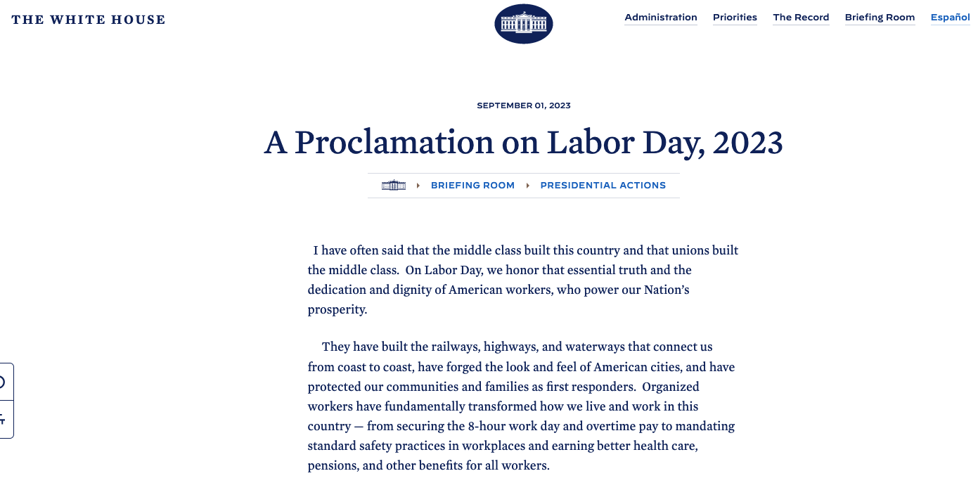 A Proclamation on Labor Day, 2023 » Port Townsend Marine Trades Association